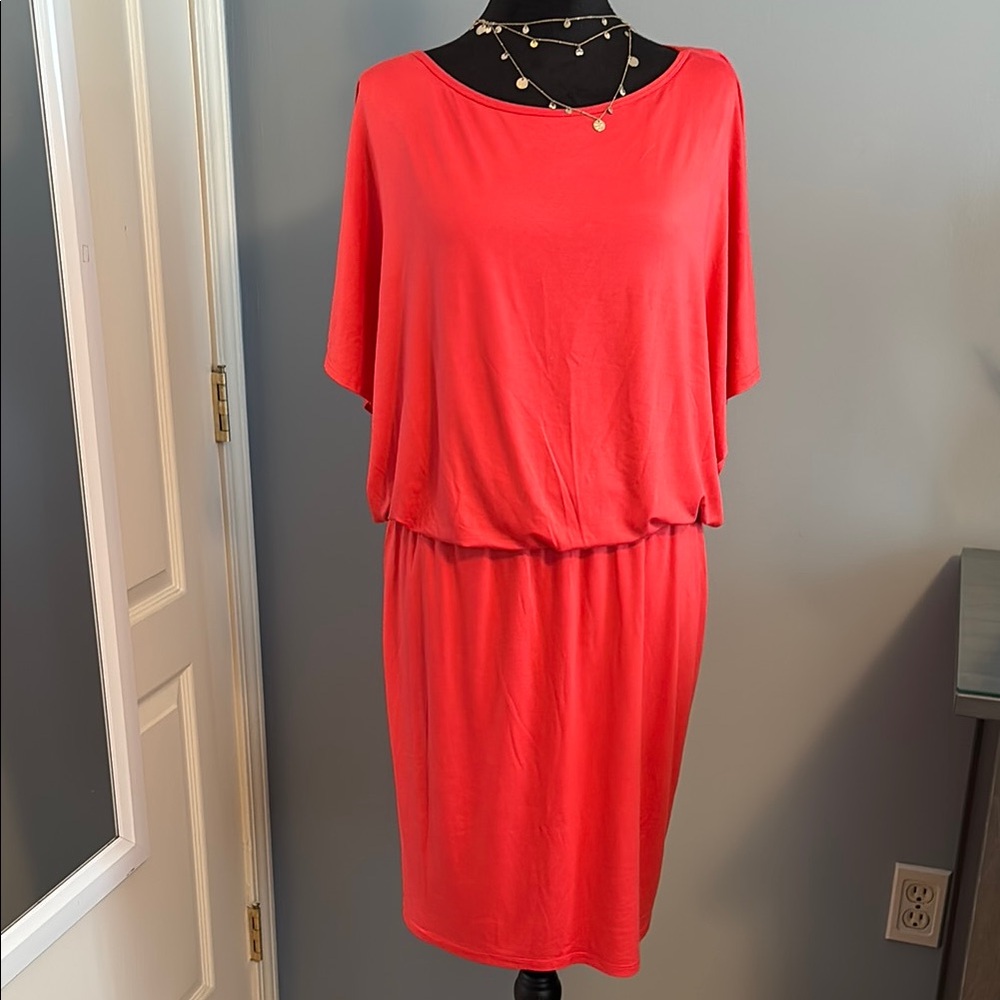 CLOSET CLEANOUT SALE! Casual Yet Elegant Coral Cape Tunic Dress by Trina Turk